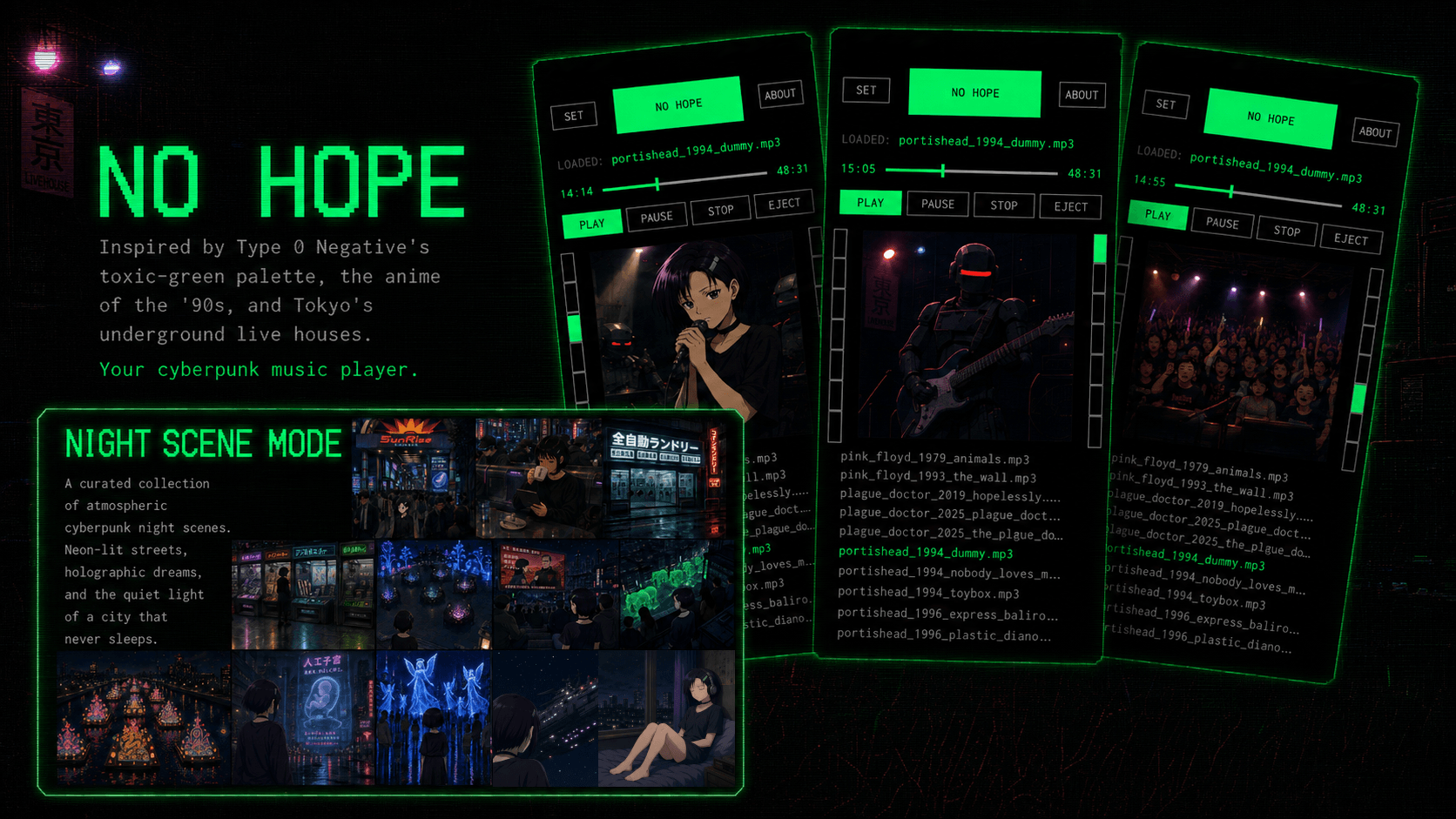 NO HOPE cyberpunk music player